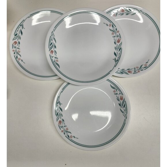 4- Corelle Rosemarie 6.75" Salad Lunch Plates Floral Rose Pattern - Picture 3 of 5